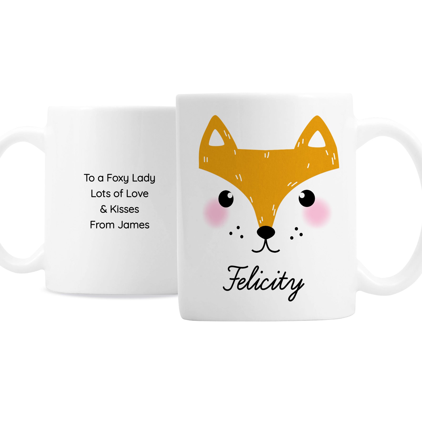 Personalised Cute Fox Face Mug - MK&JD Gifts