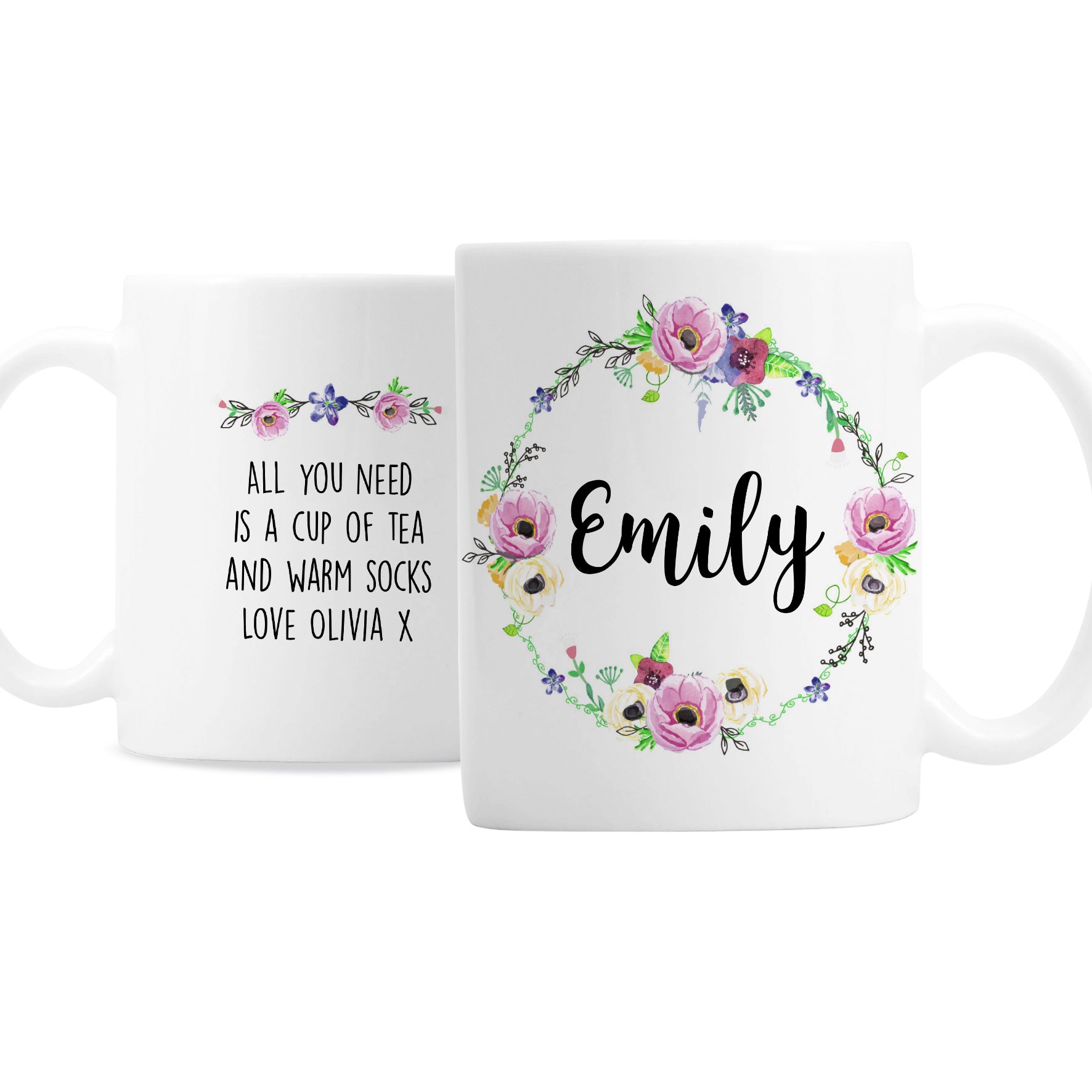 Personalised Floral Mug - MK&JD Gifts