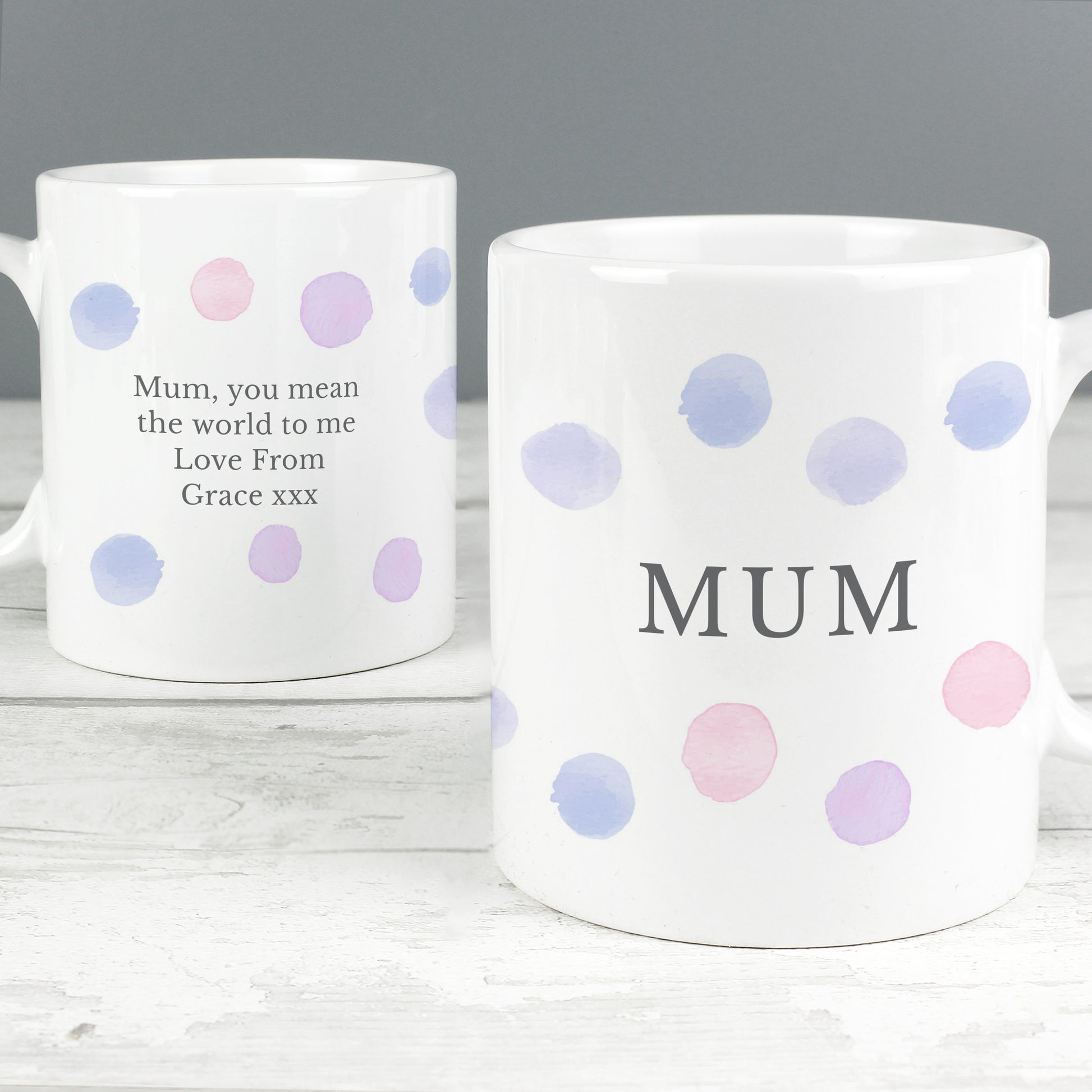 Personalised Pink Spot Mug - MK&JD Gifts