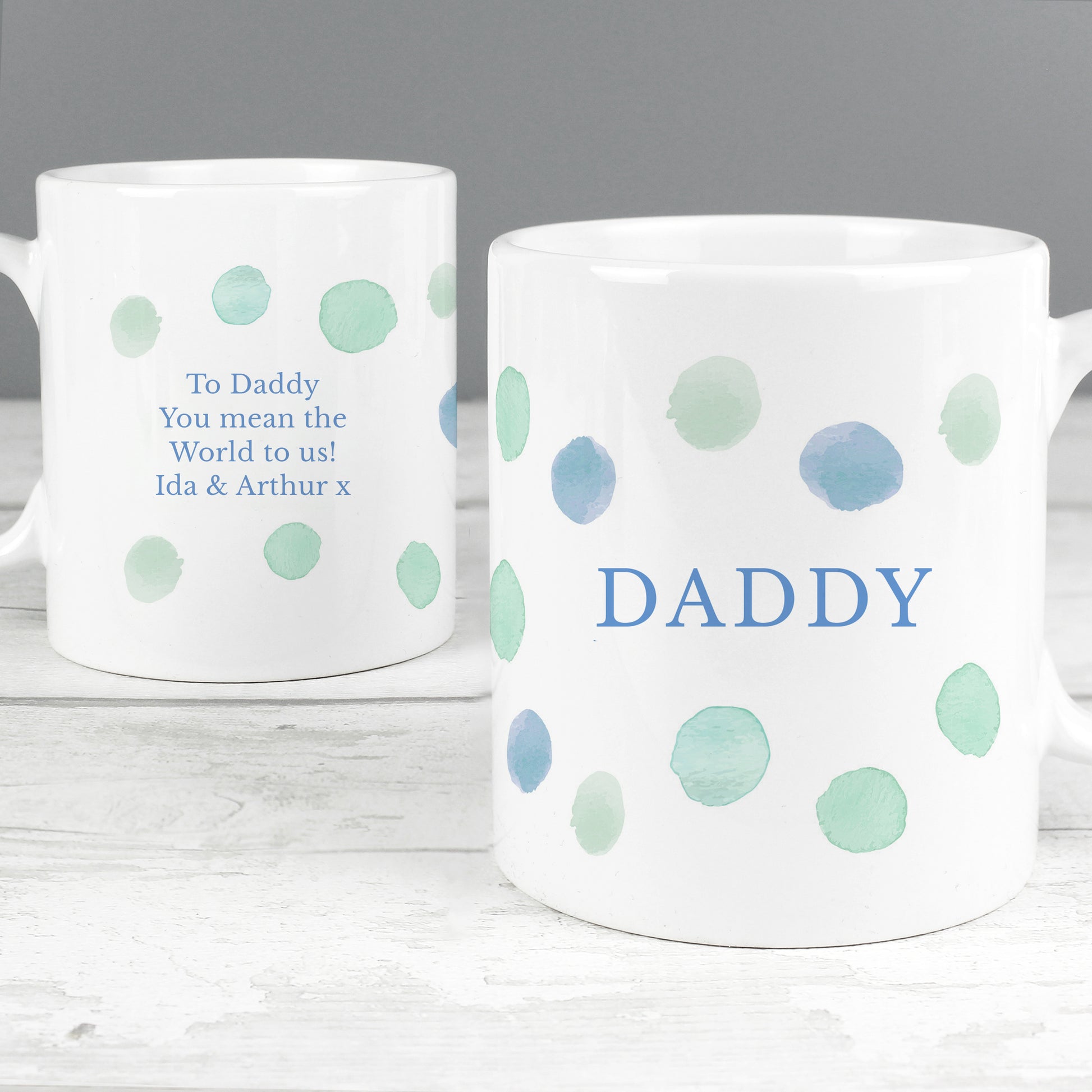Personalised Blue Spot Mug - MK&JD Gifts