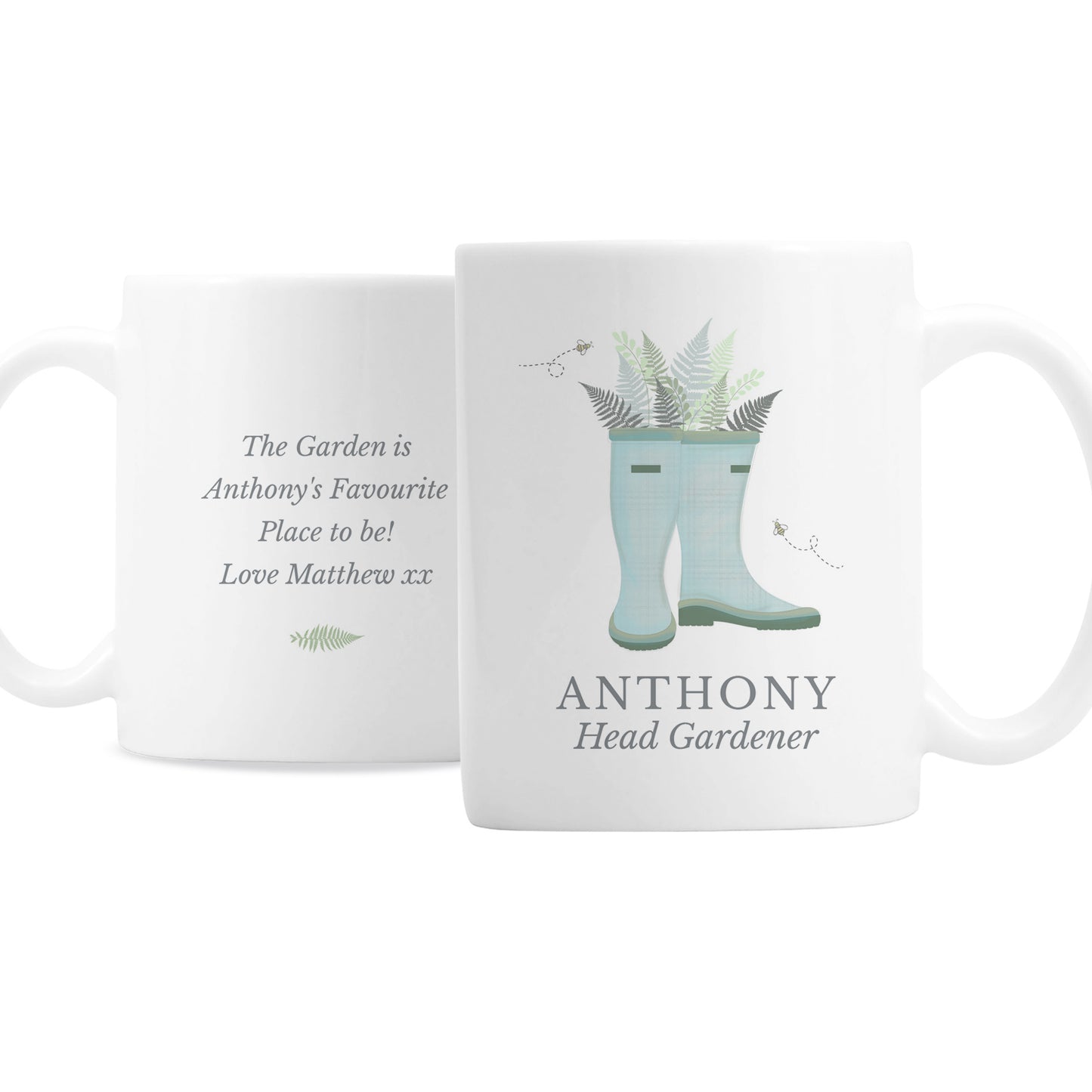 Personalised Blue Wellies Mug - MK&JD Gifts