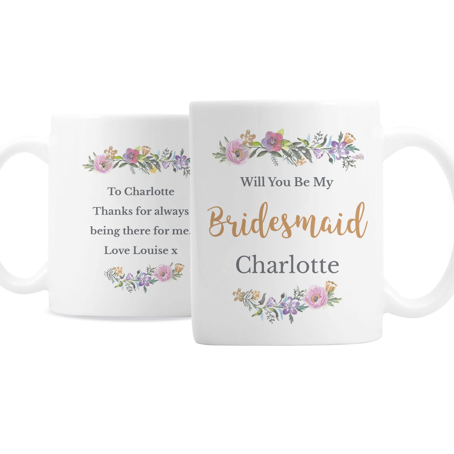 Personalised Floral Message Mug - MK&JD Gifts