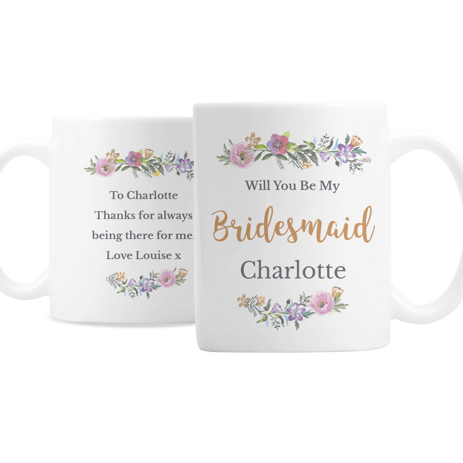 Personalised Floral Message Mug - MK&JD Gifts