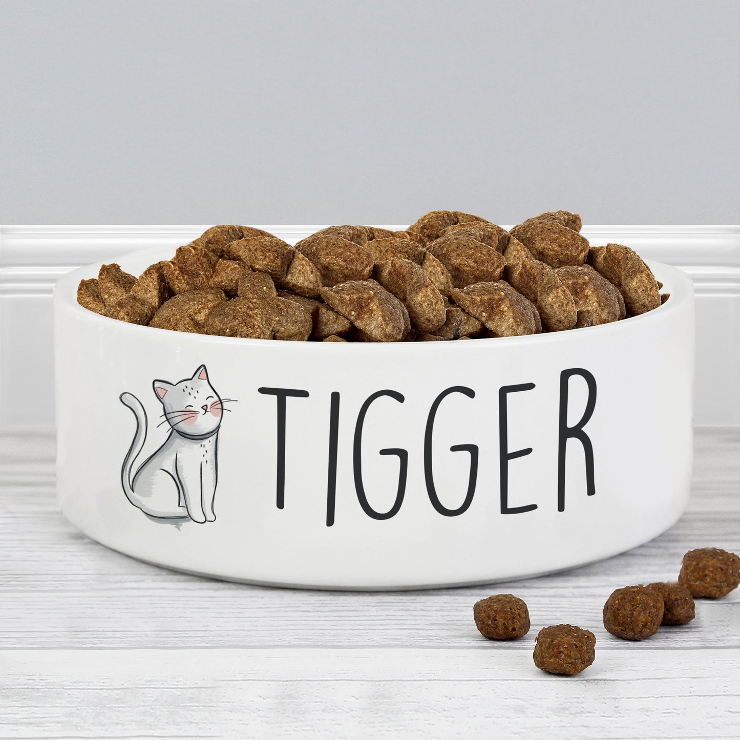 Personalised Scribble Cat 14cm Medium Pet Bowl - MK&JD Gifts