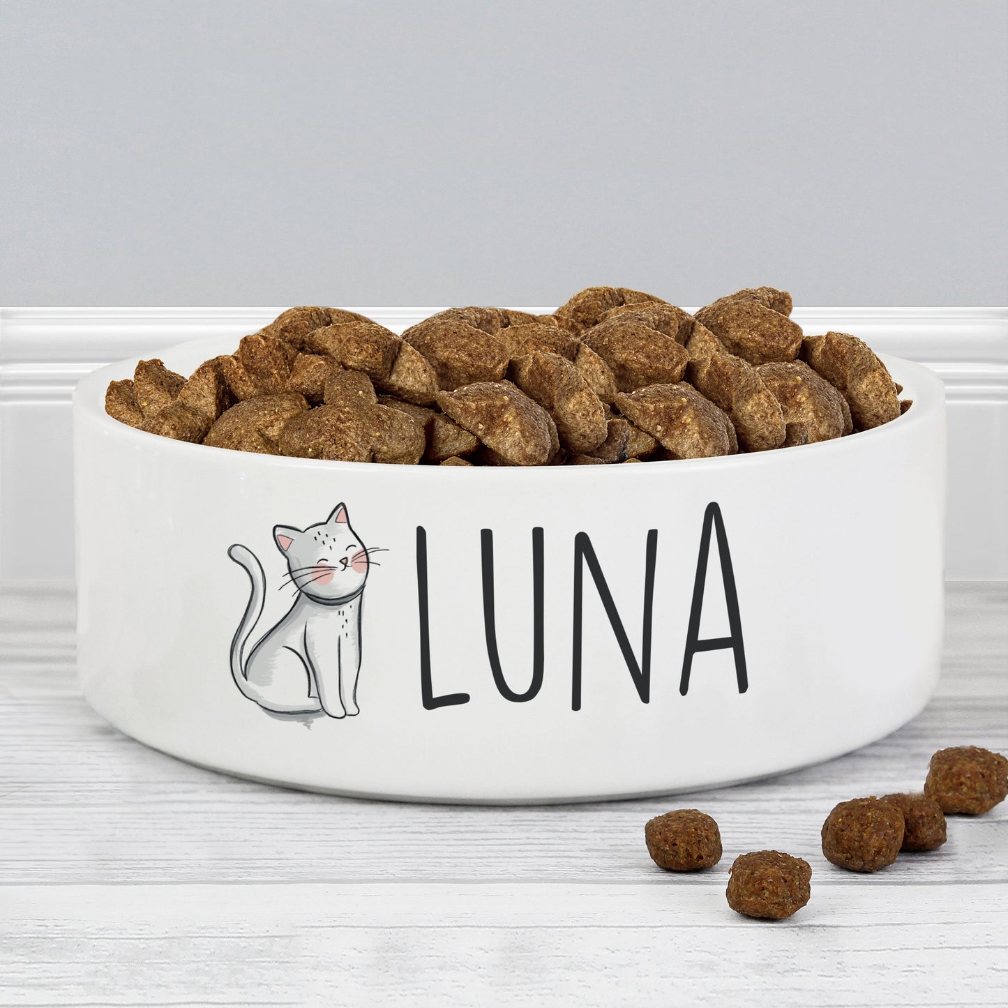 Personalised Scribble Cat 14cm Medium Pet Bowl - MK&JD Gifts