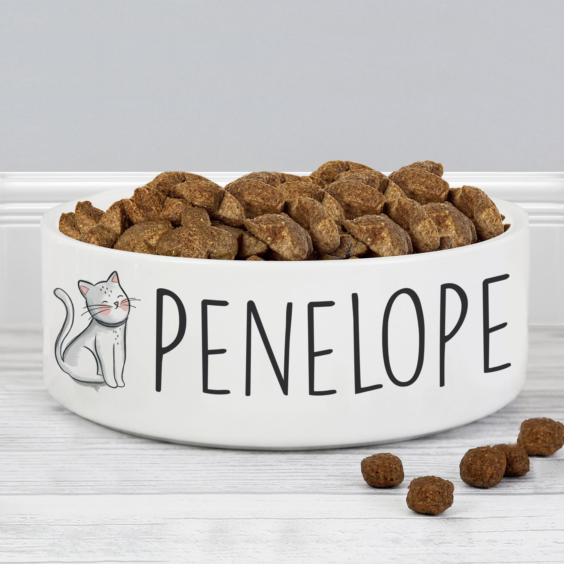 Personalised Scribble Cat 14cm Medium Pet Bowl - MK&JD Gifts