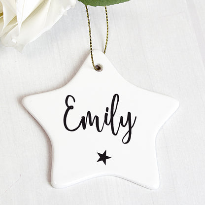 Personalised Name Ceramic Star Decoration - MK&JD Gifts