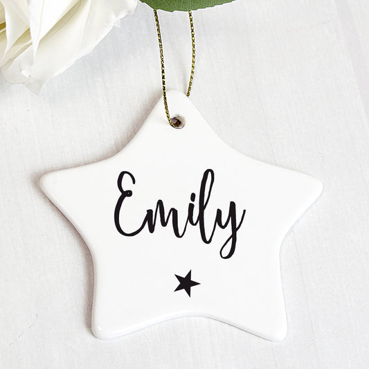 Personalised Name Ceramic Star Decoration - MK&JD Gifts