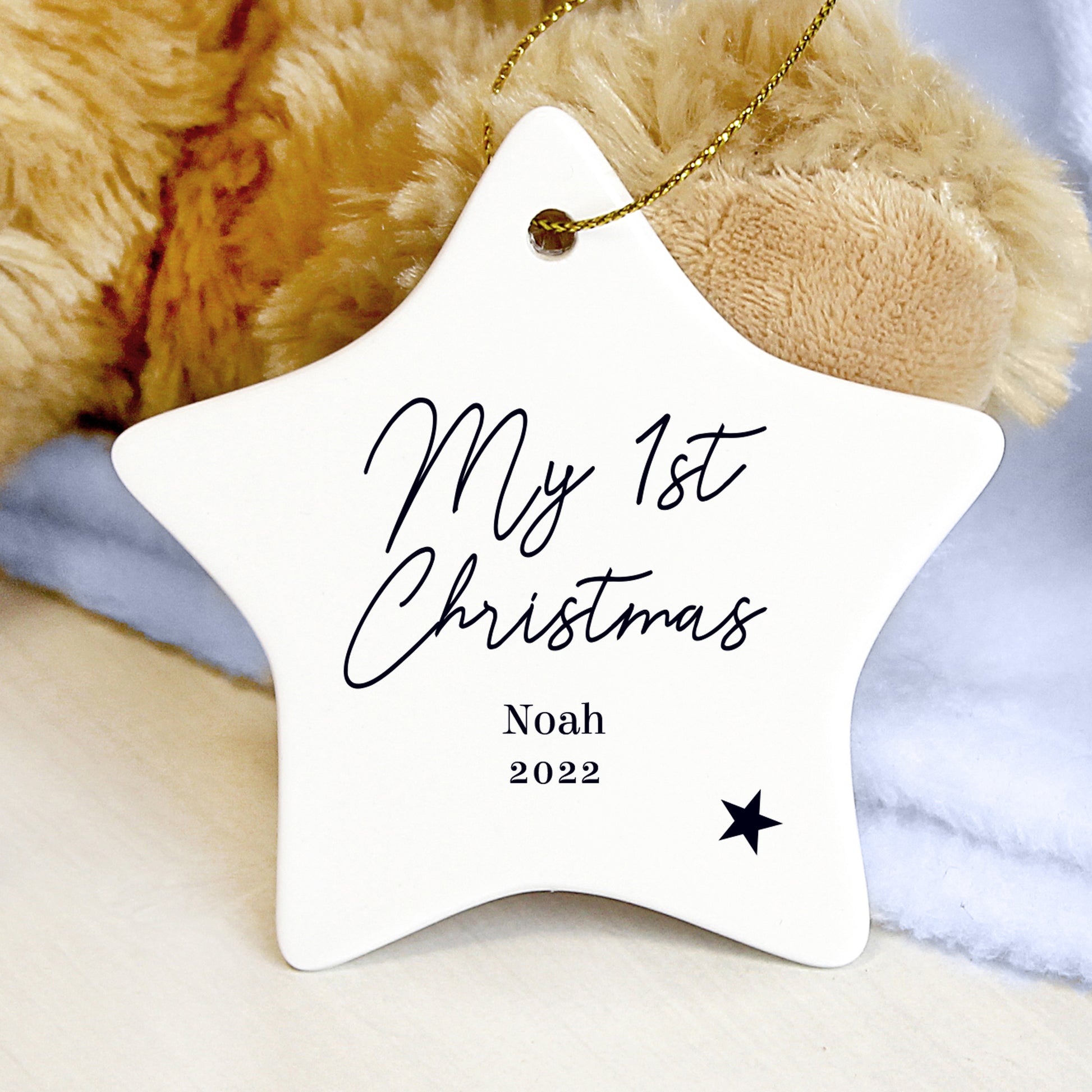 Personalised Free Text Ceramic Star Decoration - MK&JD Gifts