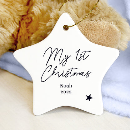 Personalised Free Text Ceramic Star Decoration - MK&JD Gifts