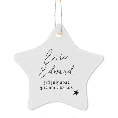 Personalised Free Text Ceramic Star Decoration - MK&JD Gifts