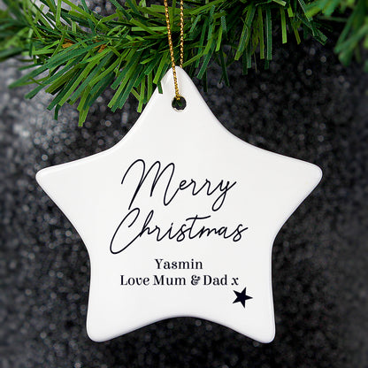 Personalised Free Text Ceramic Star Decoration - MK&JD Gifts