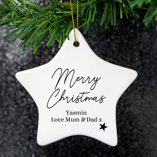 Personalised Free Text Ceramic Star Decoration - MK&JD Gifts