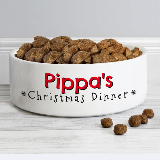 Personalised Christmas Dinner 14cm Medium Pet Bowl - MK&JD Gifts
