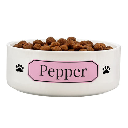 Personalised Pink Plaque 14cm Medium Pet Bowl - MK&JD Gifts