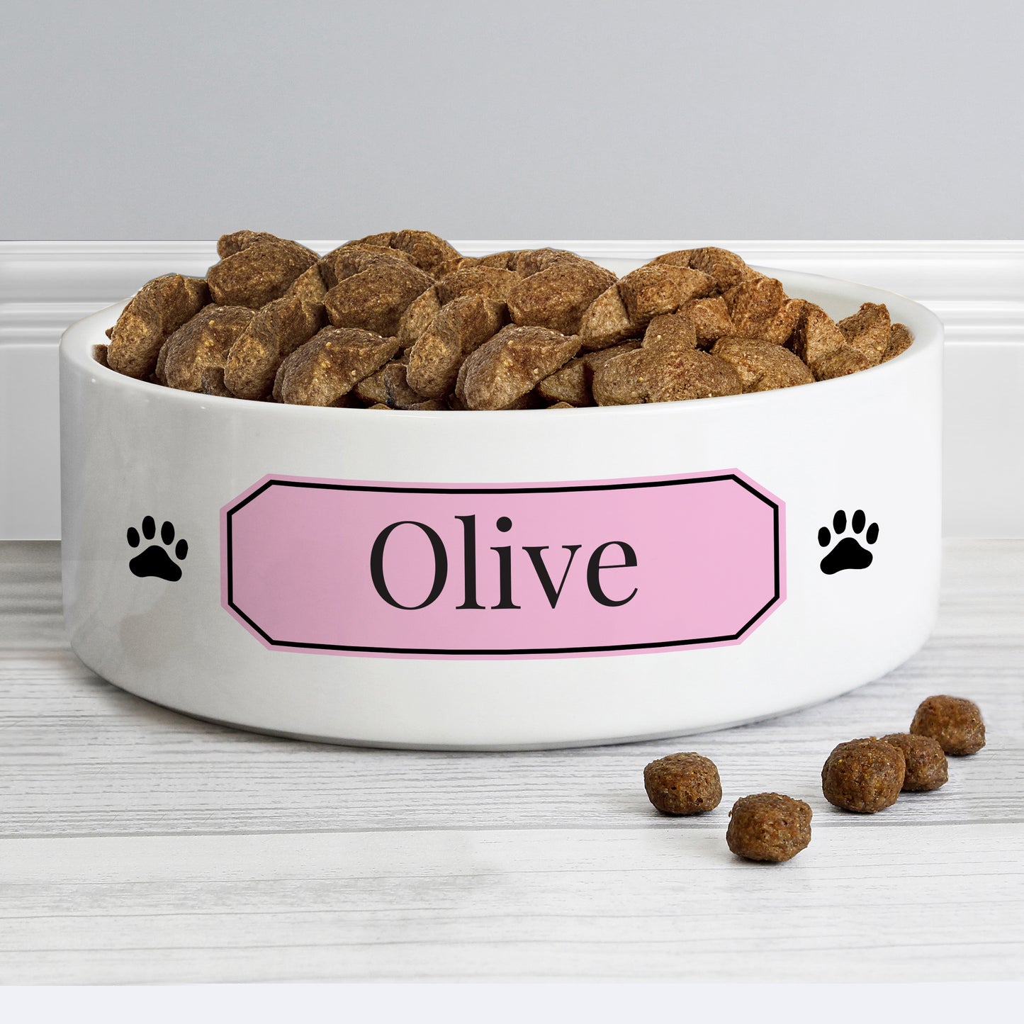 Personalised Pink Plaque 14cm Medium Pet Bowl - MK&JD Gifts