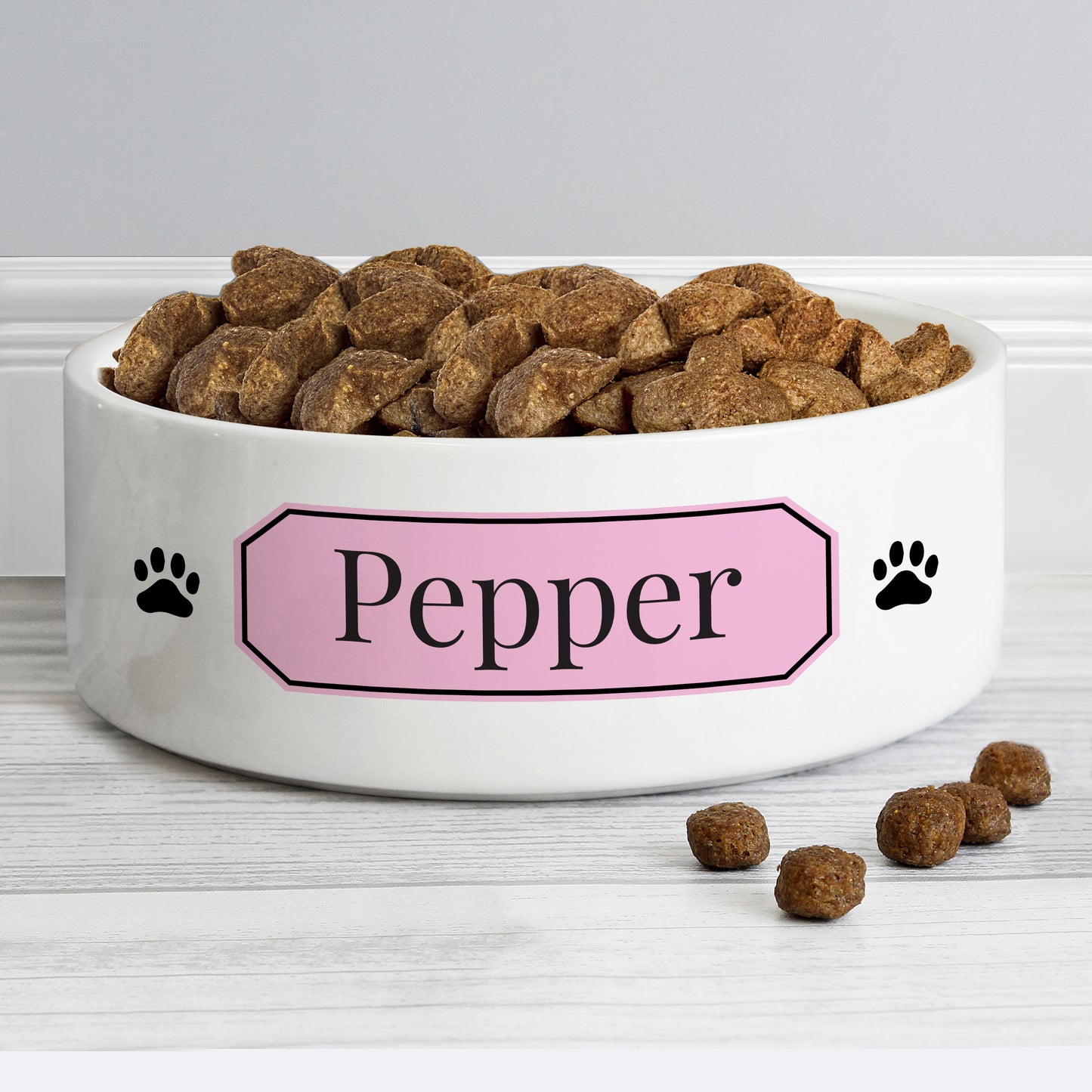 Personalised Pink Plaque 14cm Medium Pet Bowl - MK&JD Gifts