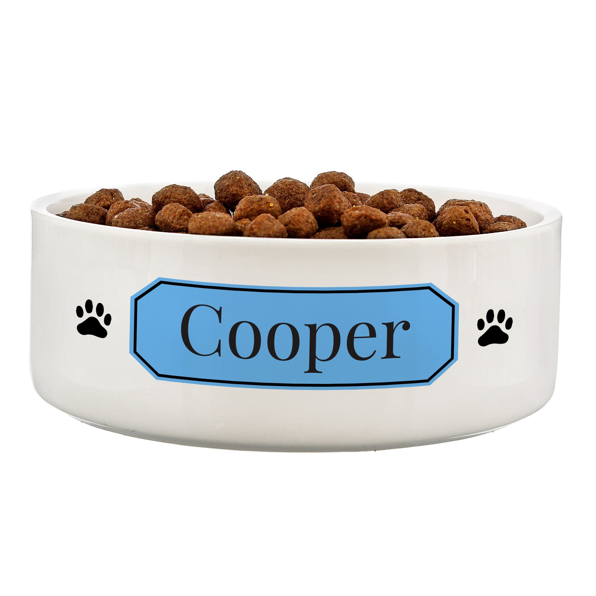 Personalised Blue Plaque 14cm Medium Pet Bowl - MK&JD Gifts