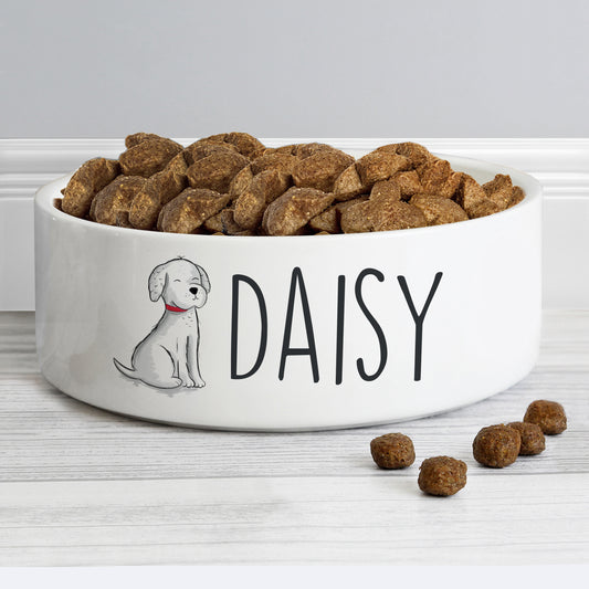 Personalised Scribble Dog 14cm Medium Pet Bowl - MK&JD Gifts