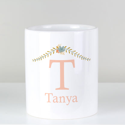 Personalised Floral Bouquet Ceramic Storage Pot - MK&JD Gifts