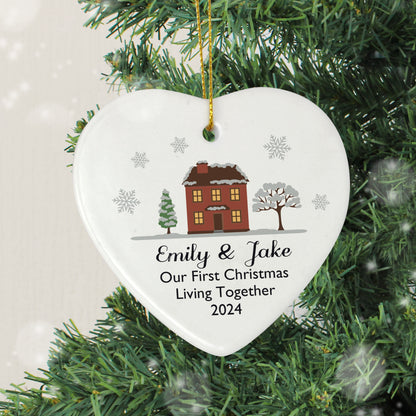 Personalised Cosy Christmas Ceramic Heart Decoration - MK&JD Gifts