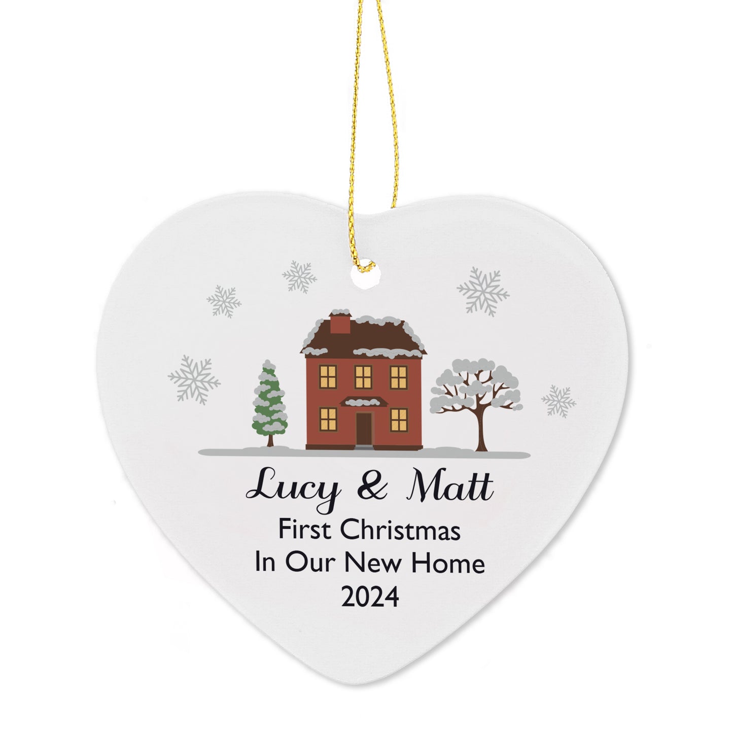 Personalised Cosy Christmas Ceramic Heart Decoration - MK&JD Gifts