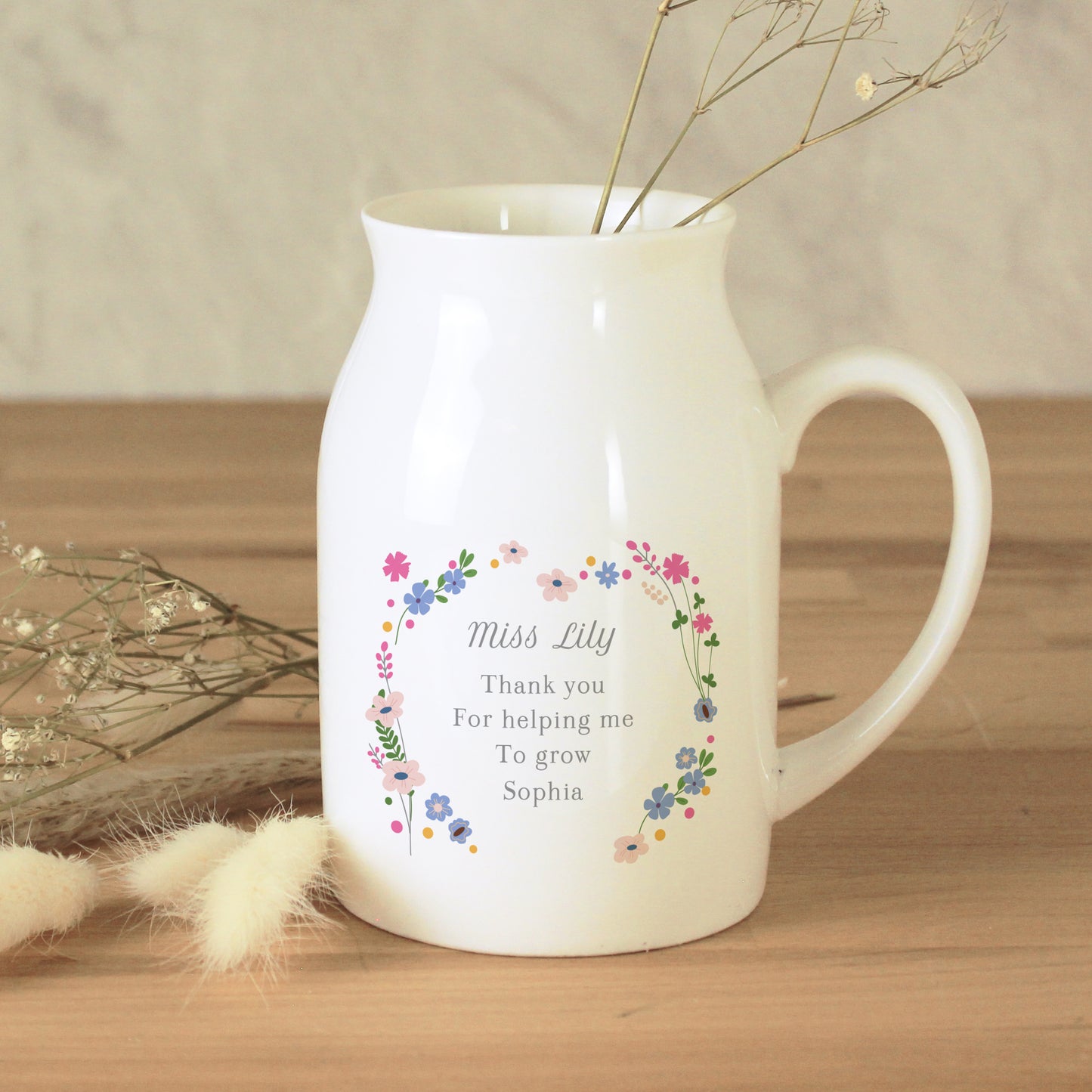 Personalised Floral Flower Jug - MK&JD Gifts