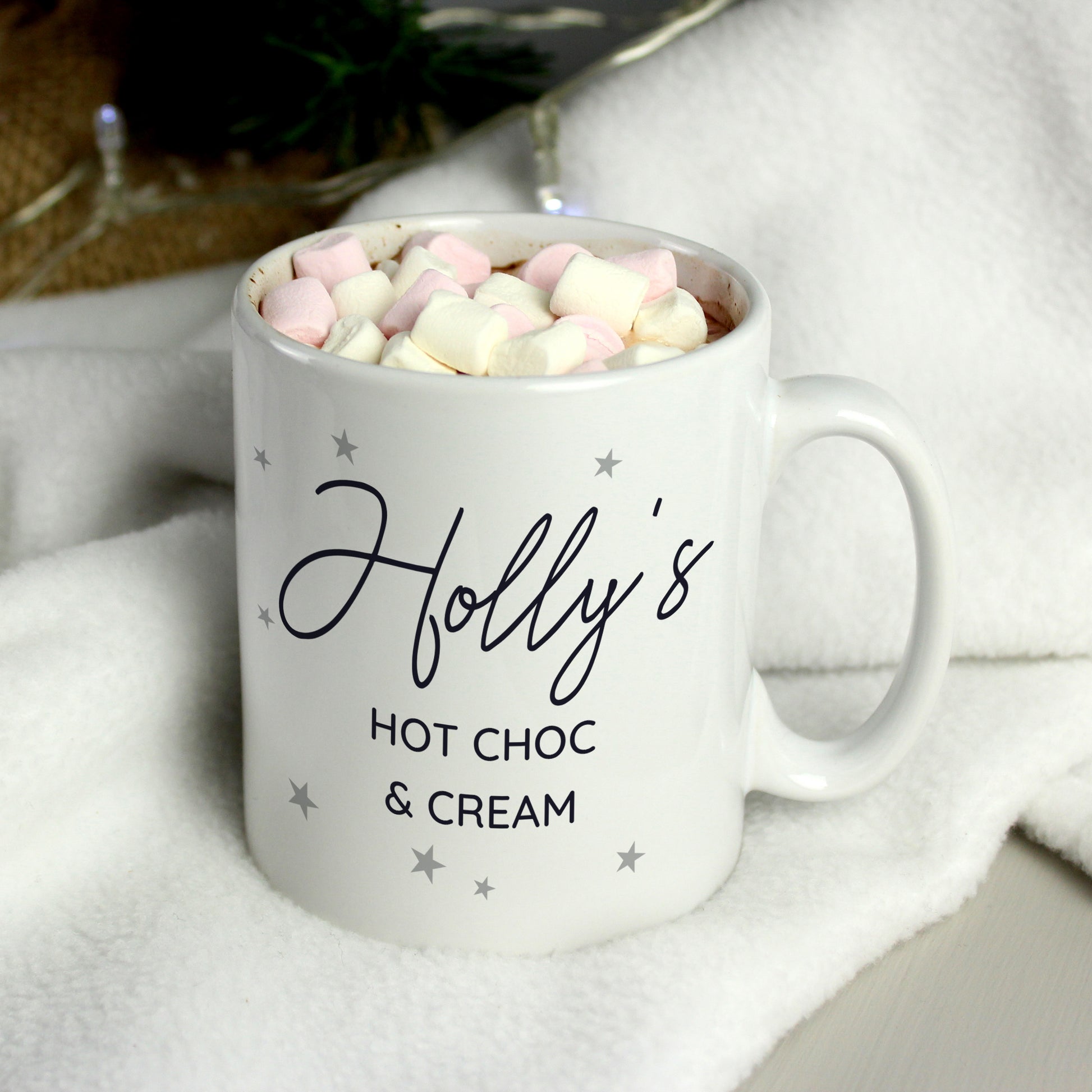 Personalised Free Text Little Grey Stars Mug - MK&JD Gifts