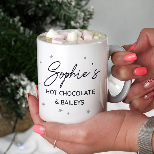 Personalised Free Text Little Grey Stars Mug - MK&JD Gifts