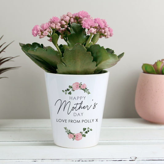 Personalised Abstract Rose Happy Mothers Day Plant Pot - MK&JD Gifts
