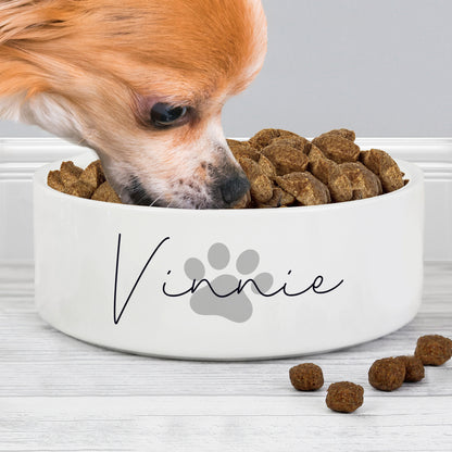 Personalised Grey Paw Print Name 14cm Medium Pet Bowl - MK&JD Gifts
