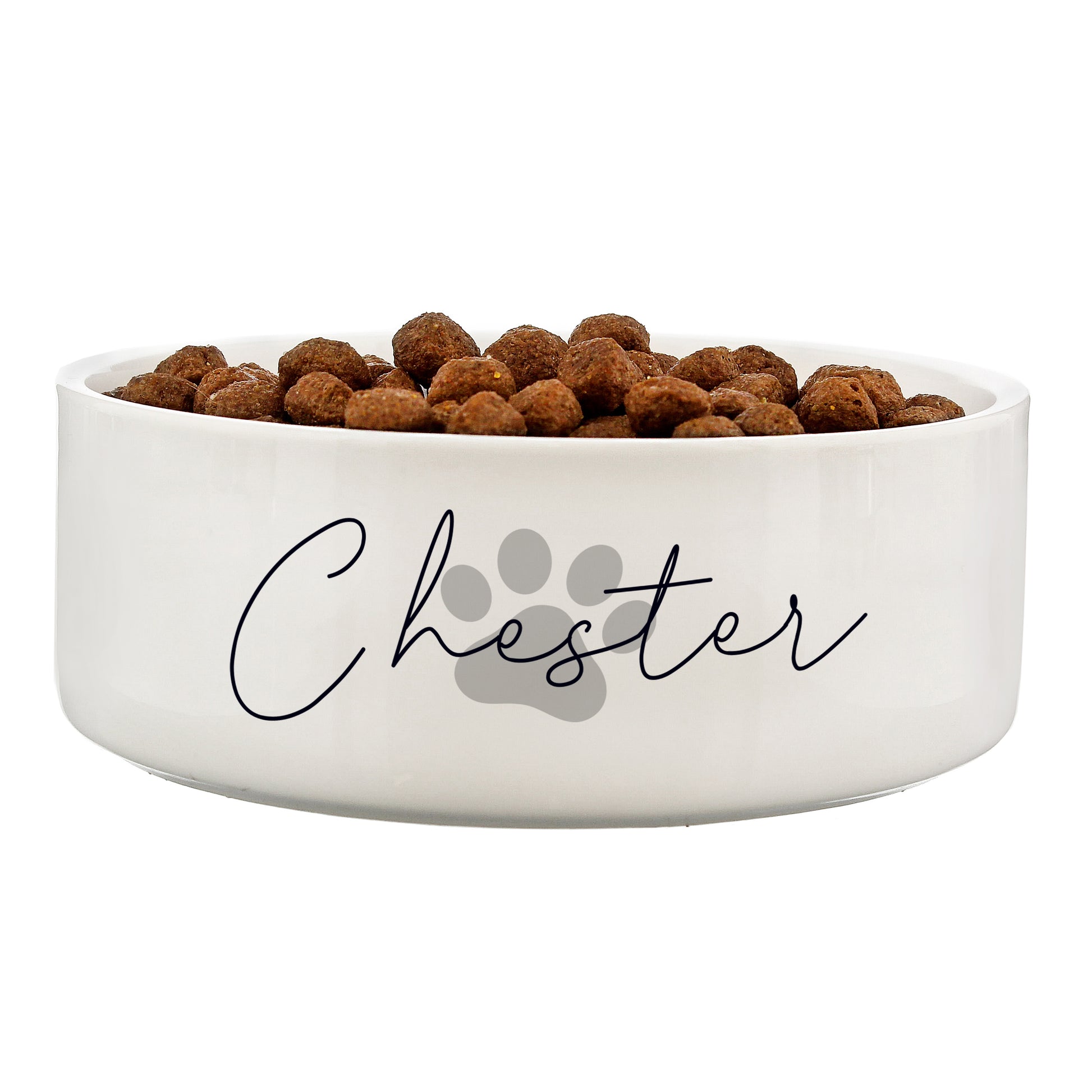 Personalised Grey Paw Print Name 14cm Medium Pet Bowl - MK&JD Gifts