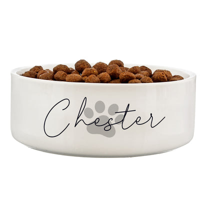 Personalised Grey Paw Print Name 14cm Medium Pet Bowl - MK&JD Gifts