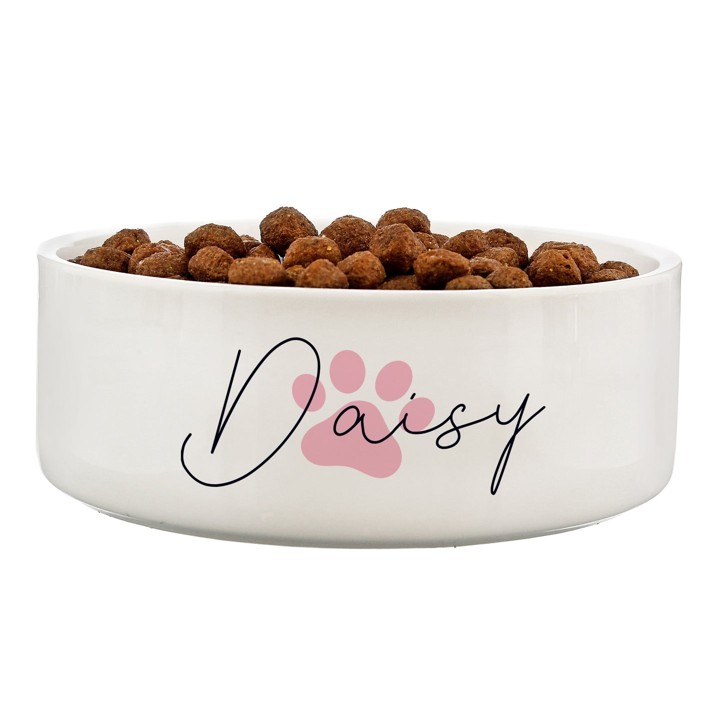 Personalised Pink Paw Print Name 14cm Medium Pet Bowl - MK&JD Gifts