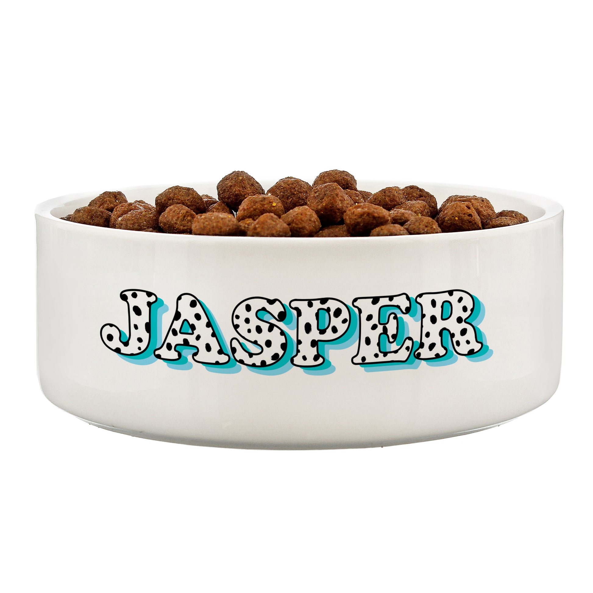 Personalised Blue Spots Name 14cm Medium Pet Bowl - MK&JD Gifts
