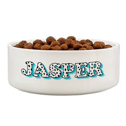 Personalised Blue Spots Name 14cm Medium Pet Bowl - MK&JD Gifts