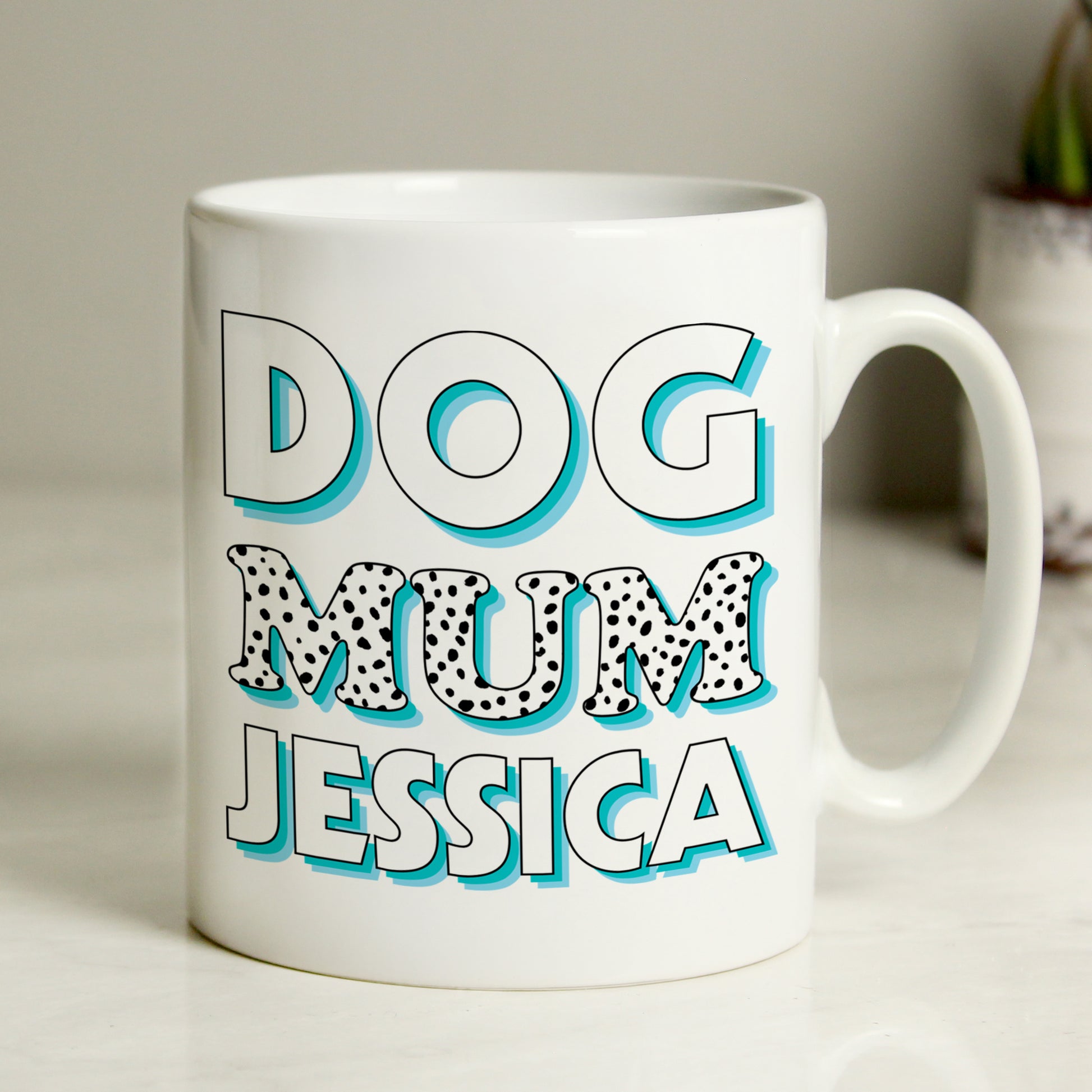 Personalised Dog Mum Blue Spots Mug - MK&JD Gifts