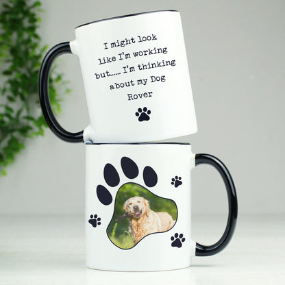 Personalised Paw Print Pet Photo Upload Black Handled Mug - MK&JD Gifts