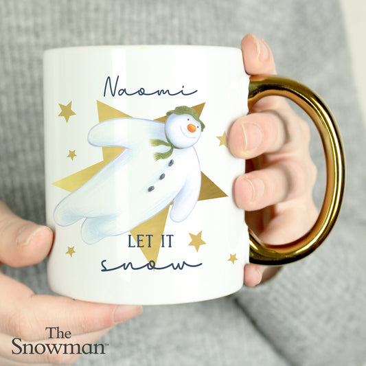 Personalised The Snowman Let it Snow Gold Handed Mug - MK&JD Gifts