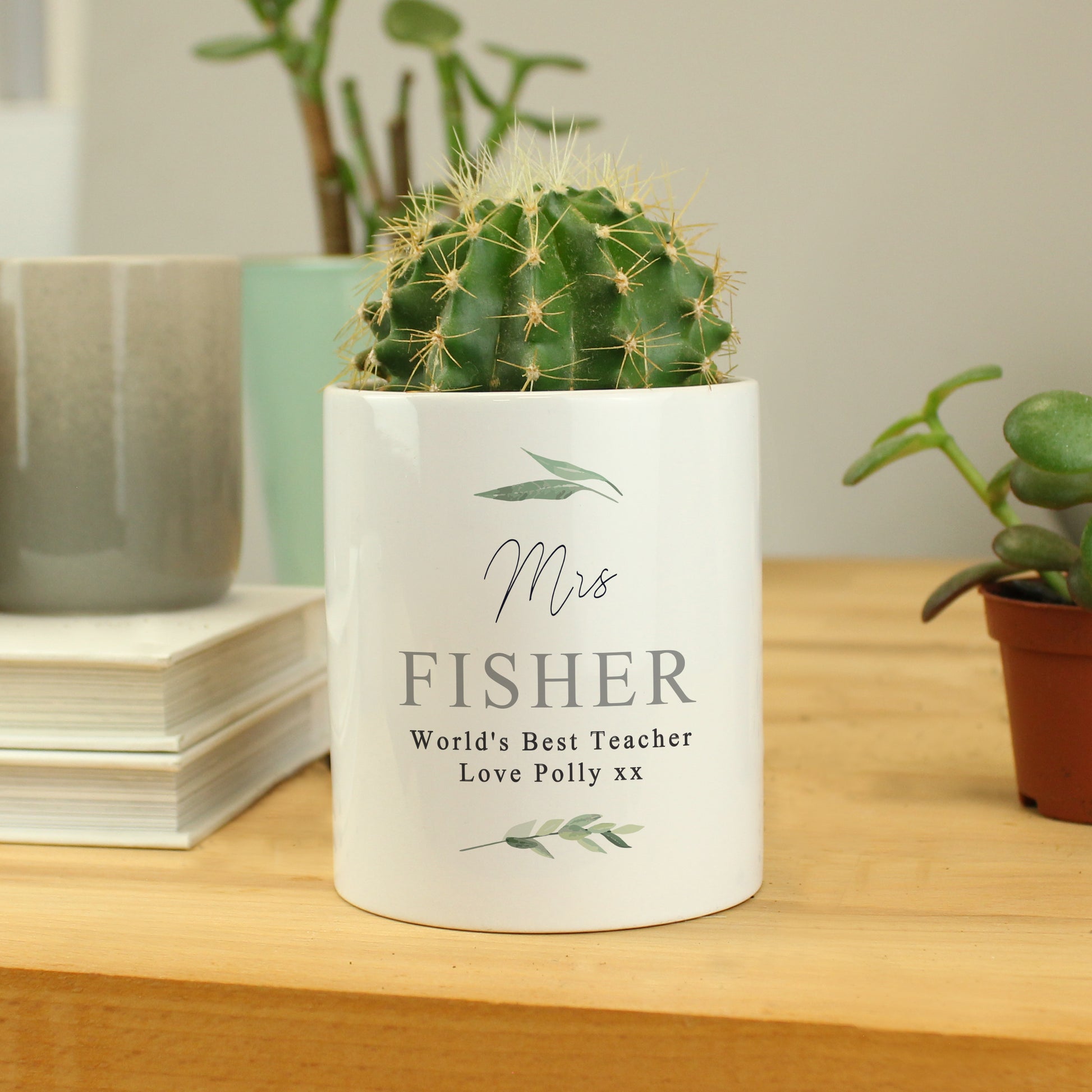 Personalised Free Text Botanical Ceramic Storage Pot - MK&JD Gifts