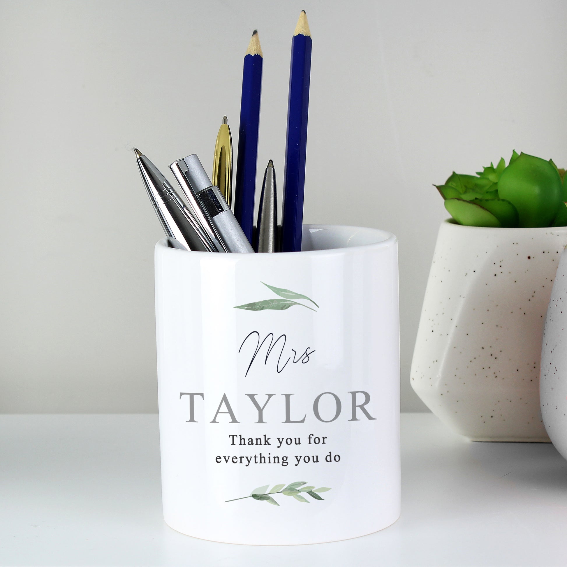 Personalised Free Text Botanical Ceramic Storage Pot - MK&JD Gifts