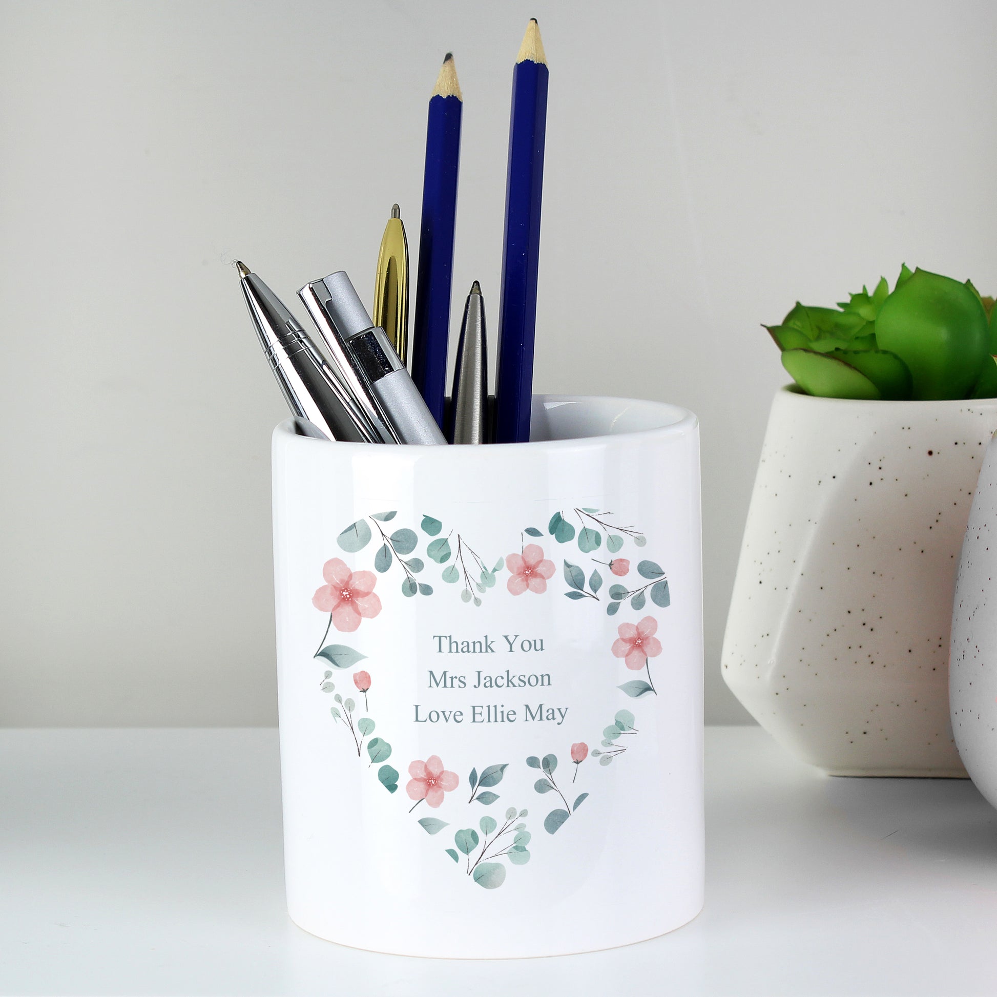 Personalised Floral Heart Ceramic Storage Pot - MK&JD Gifts