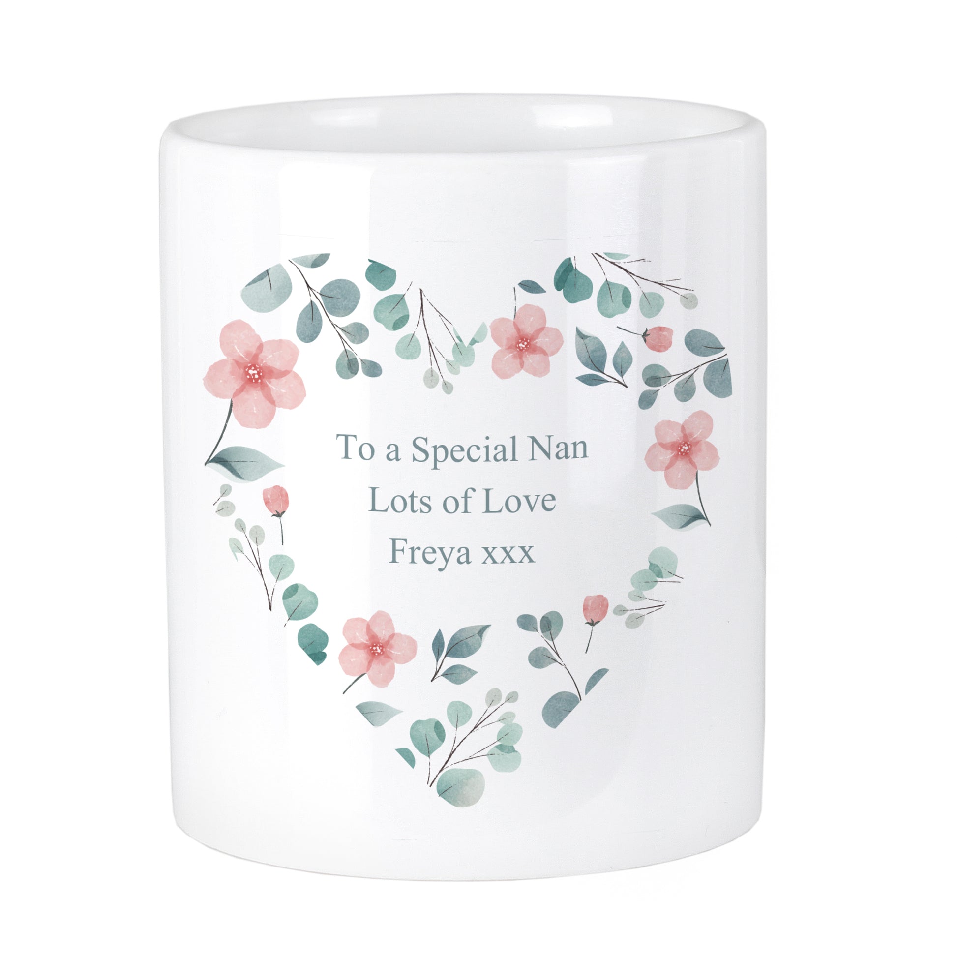 Personalised Floral Heart Ceramic Storage Pot - MK&JD Gifts