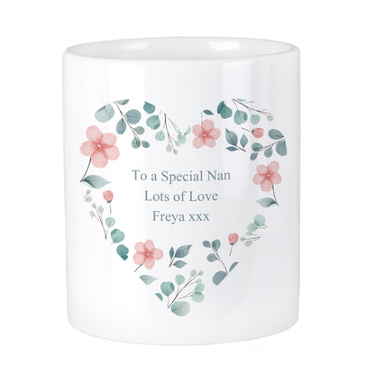 Personalised Floral Heart Ceramic Storage Pot - MK&JD Gifts