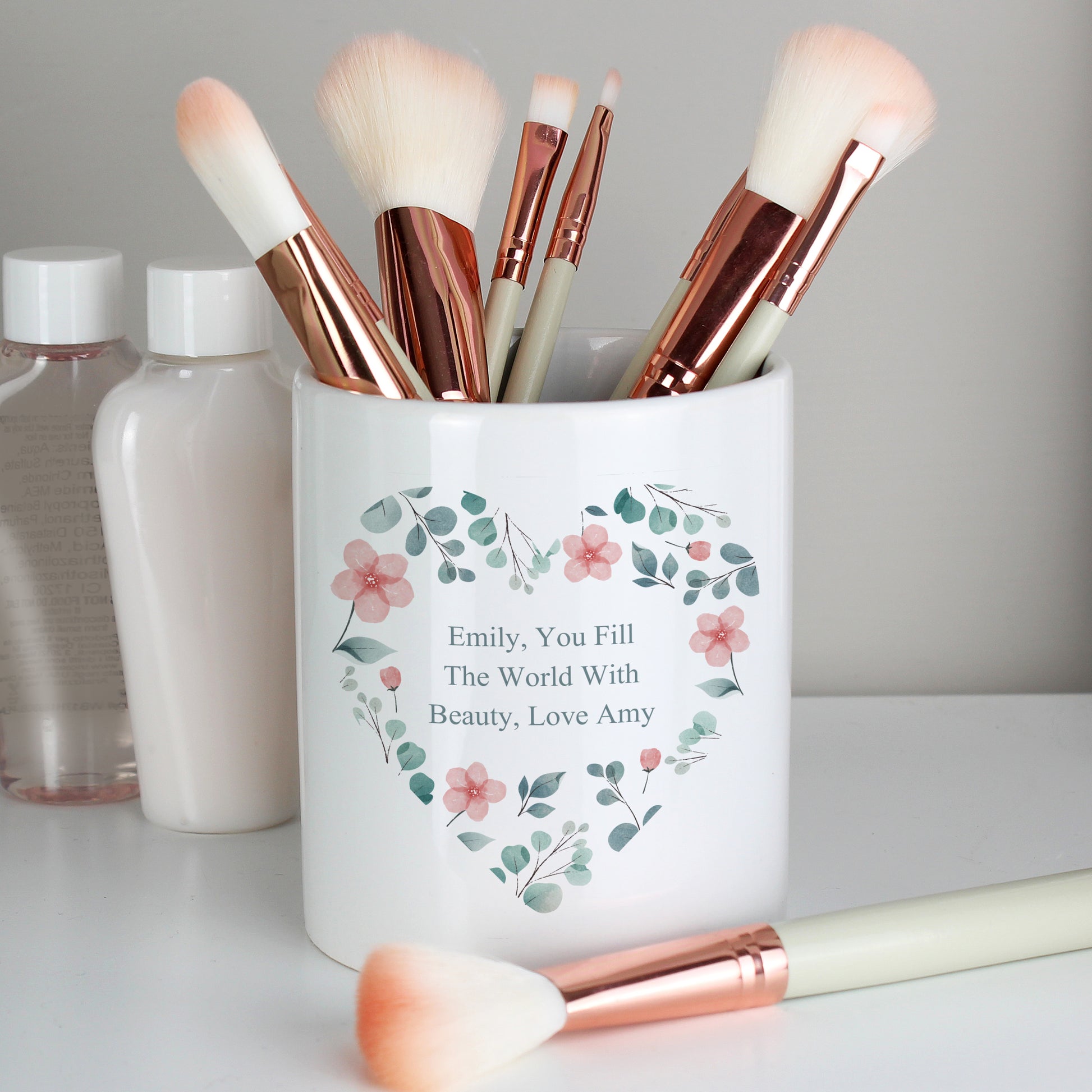 Personalised Floral Heart Ceramic Storage Pot - MK&JD Gifts