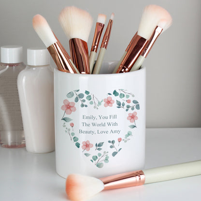 Personalised Floral Heart Ceramic Storage Pot - MK&JD Gifts