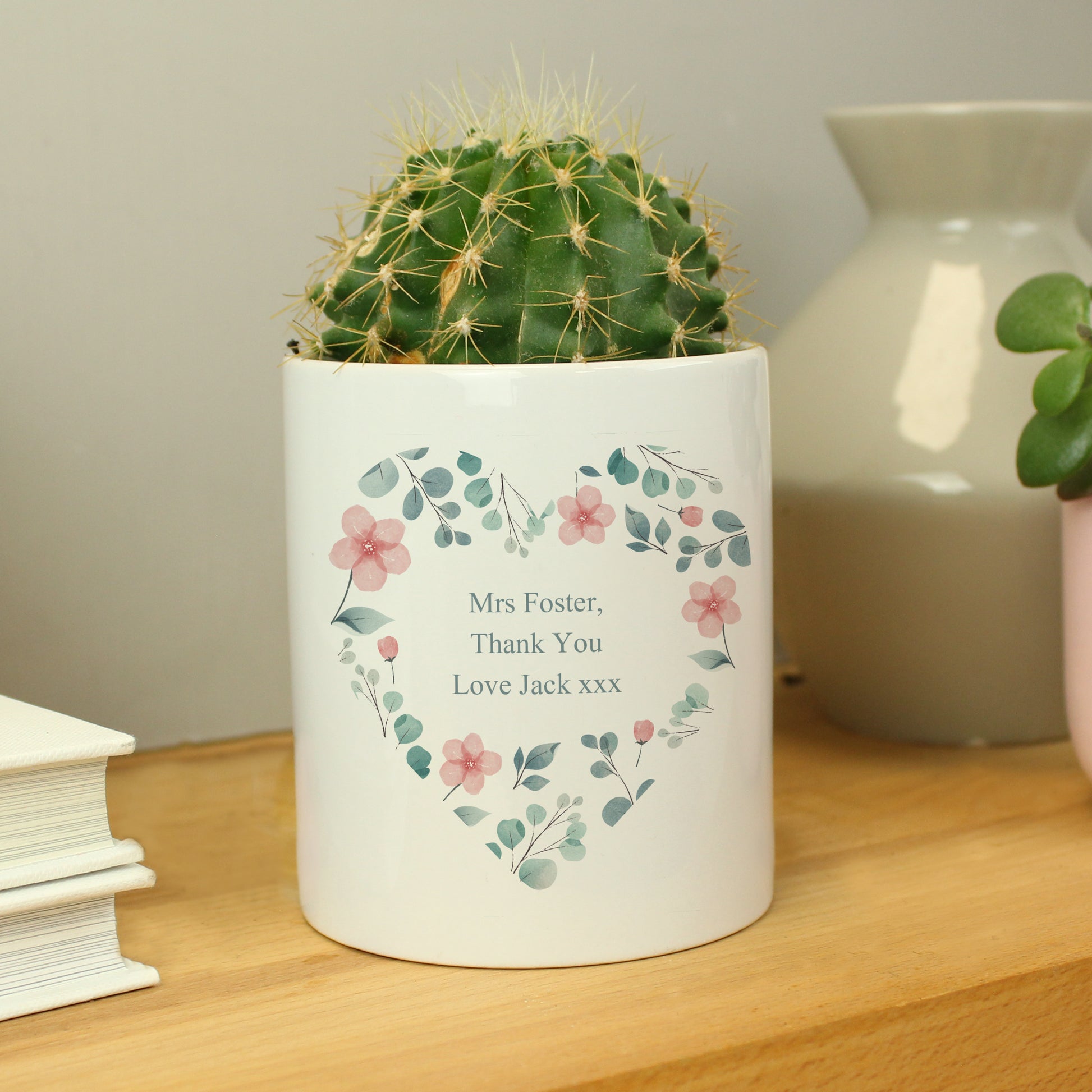 Personalised Floral Heart Ceramic Storage Pot - MK&JD Gifts