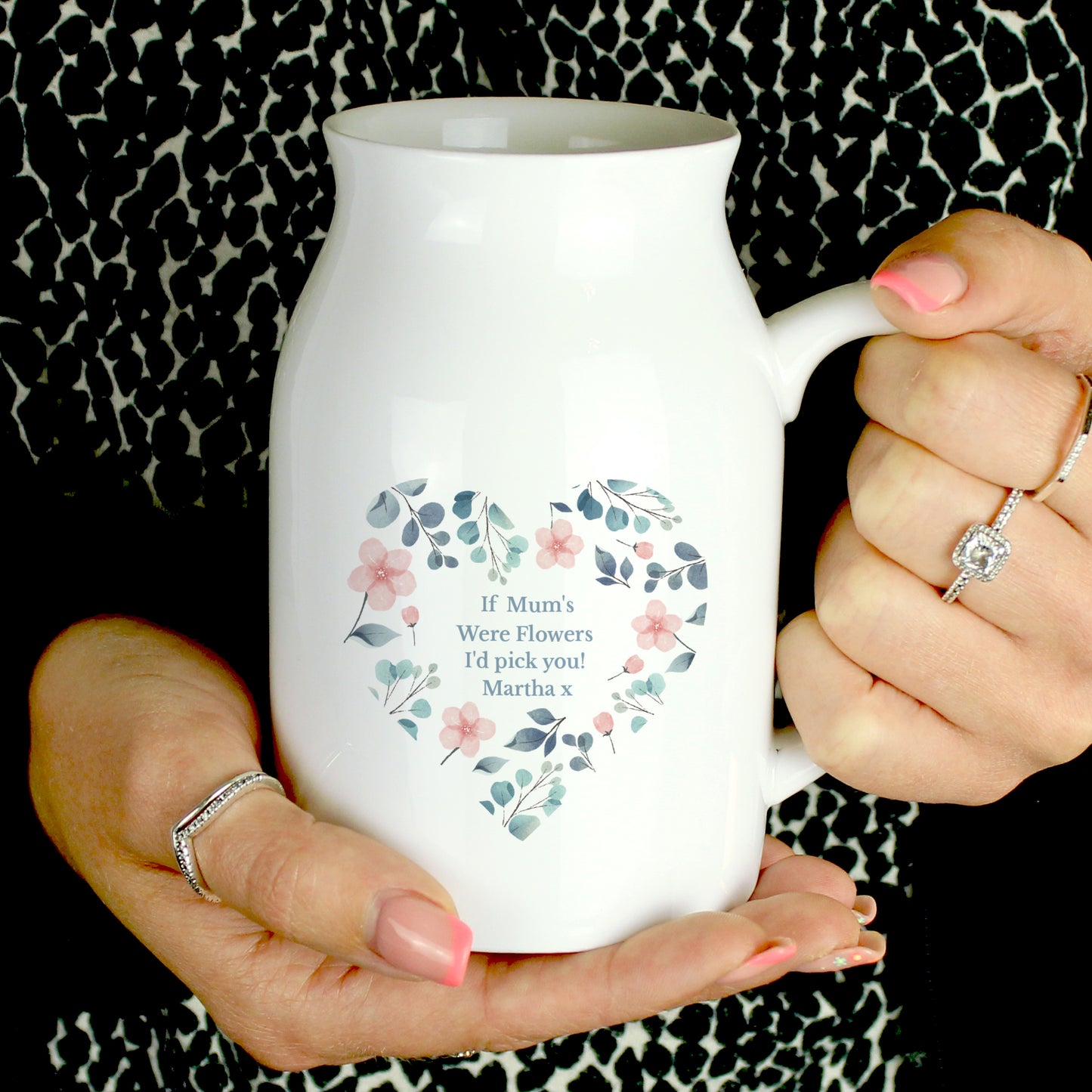 Personalised Floral Heart Flower Jug - MK&JD Gifts