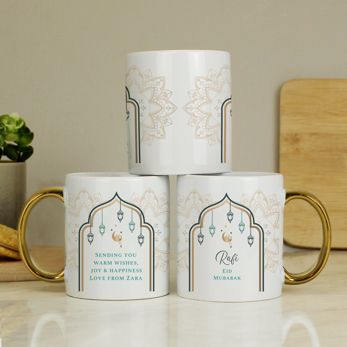 Personalised Eid and Ramadan Gold Handled Mug - MK&JD Gifts