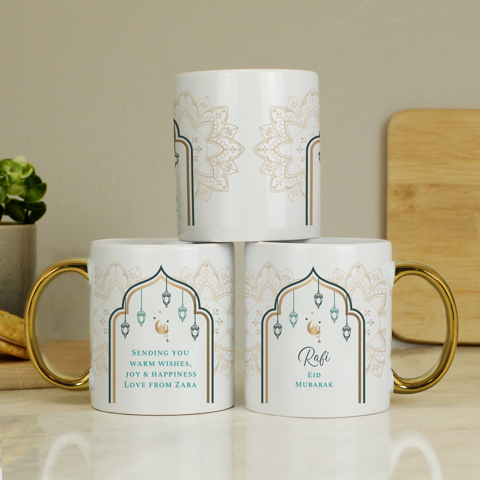 Personalised Eid and Ramadan Gold Handled Mug - MK&JD Gifts